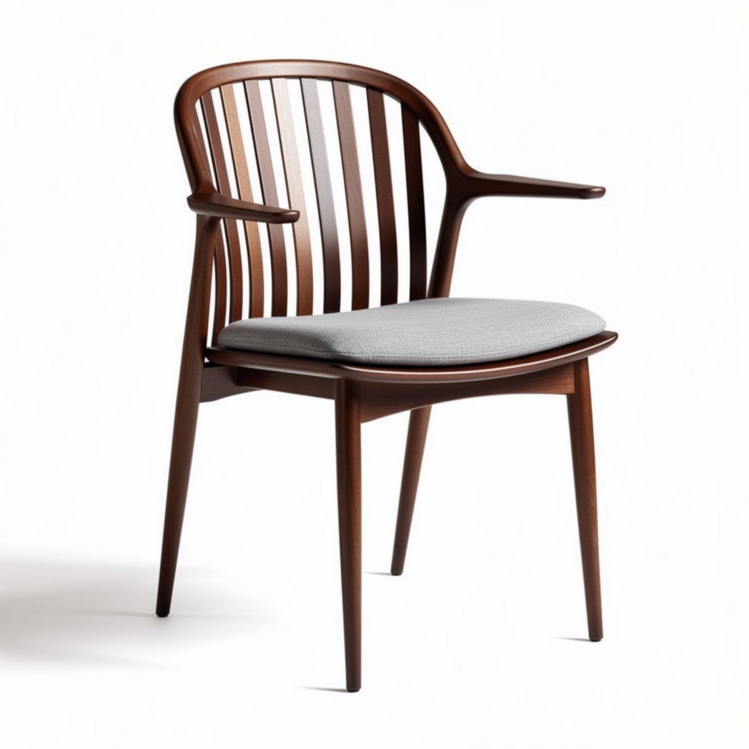 Wooden dining chair with upholstered seat in grey 50 x 55 x 80cm