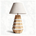 Wood and ceramic table lamp with linen shade 30 x 20 x 50cm