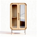 Wooden display cabinet with glass doors for living room or office storage 80 x 45 x 120cm