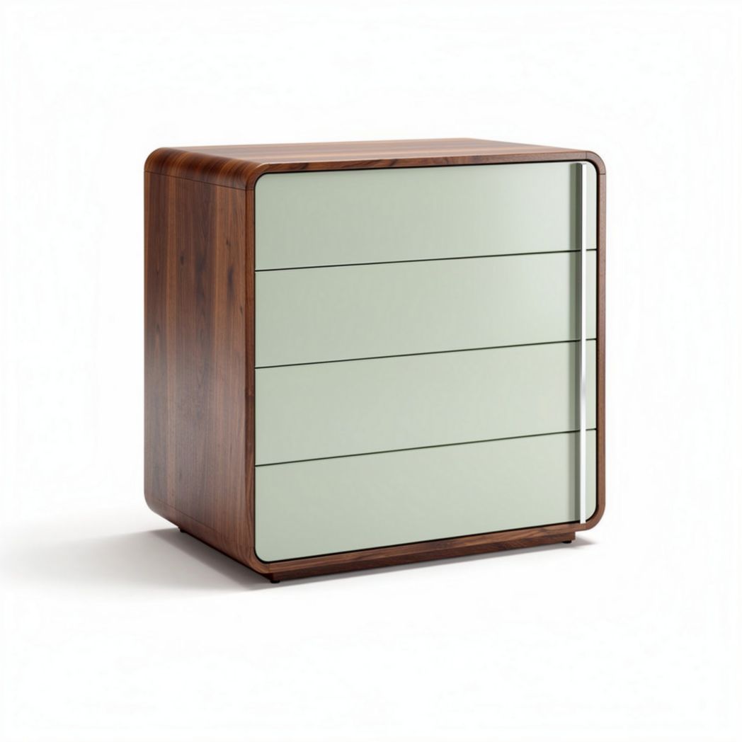 Wooden chest of drawers with mirrored glass front measures 80 x 40 x 75cm