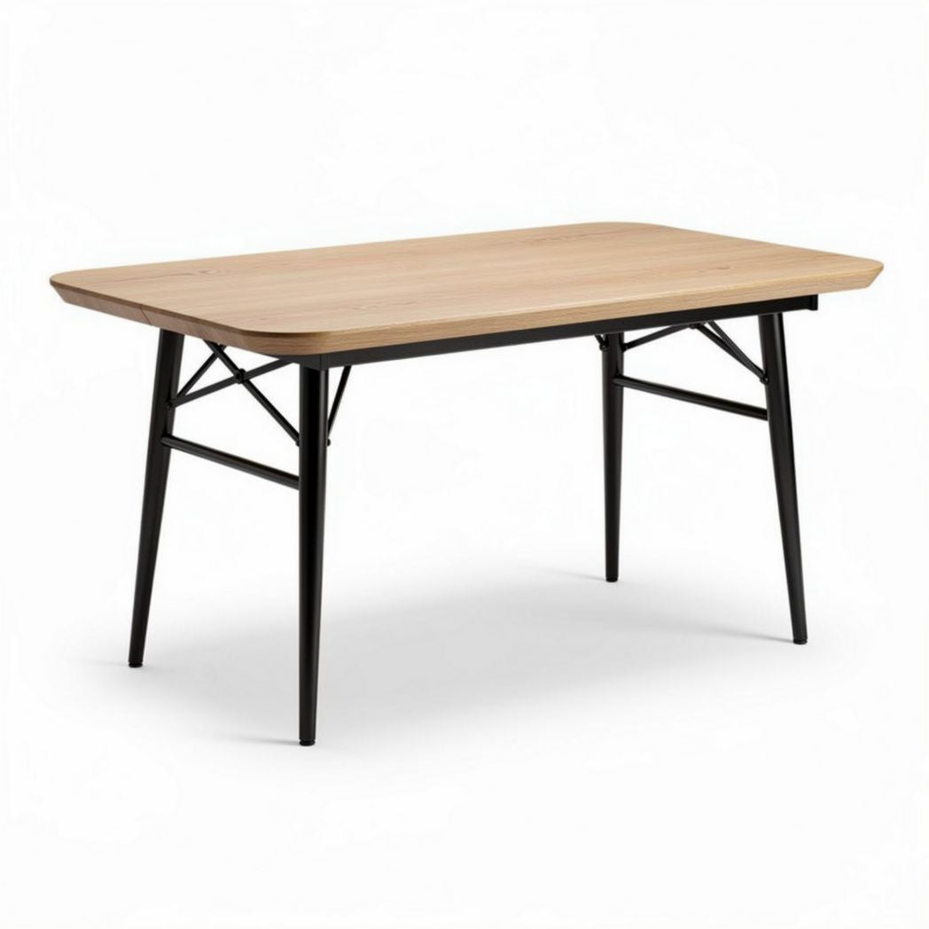 Rectangular dining table with wood surface and metal legs 120 x 70 x 75cm