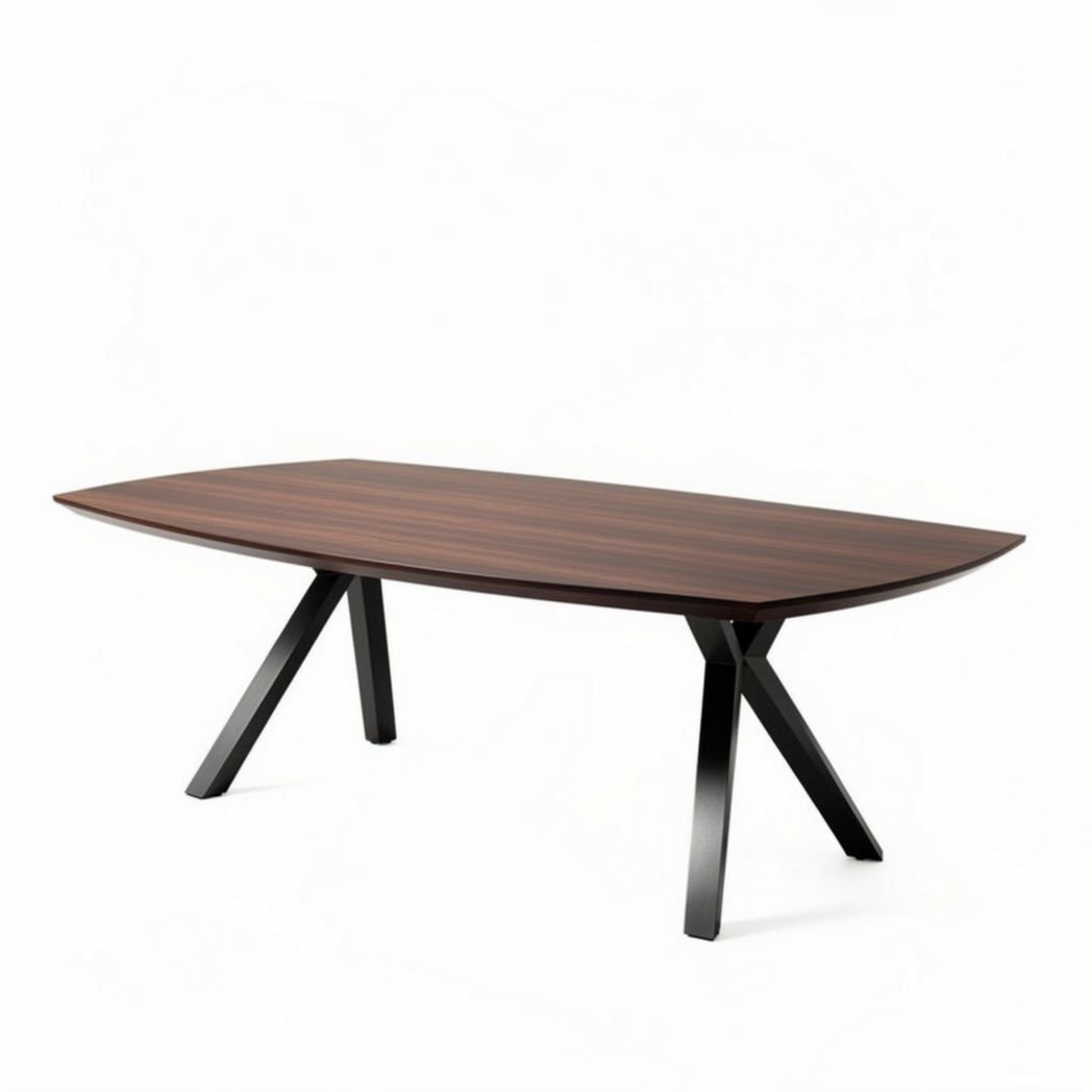 Rectangular walnut dining table with metal legs 180 x 90 x 75cm