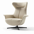 Upholstered lounge chair with striped pattern and black metal base 80 x 80 x 100cm
