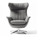 Gray upholstered accent chair with swivel base and modern design 80 x 80 x 100cm