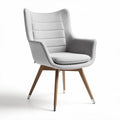 Fabric upholstered chair with wood legs in light gray 70 x 70 x 80cm