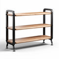 Wooden three-tier shelf with metal frame for home and office storage 80 x 30 x 90cm